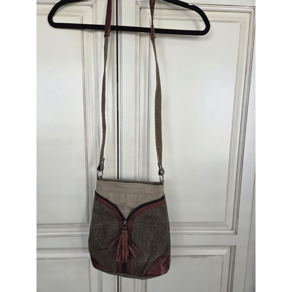 Mona B Canvas Crossbody Purse Zipper Tassle Urban Western Boho